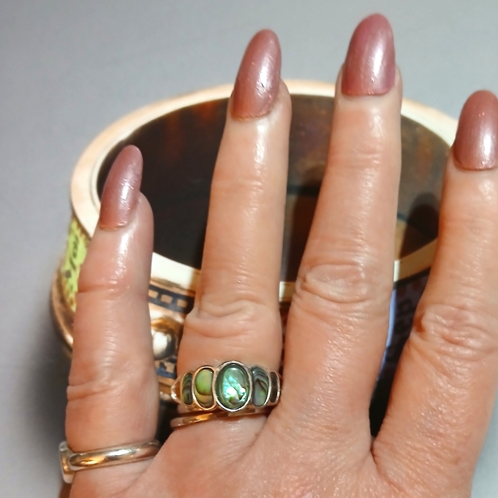 Nevada Silver Mine Sterling Abalone Vintage Ring - Picture 5 of 8